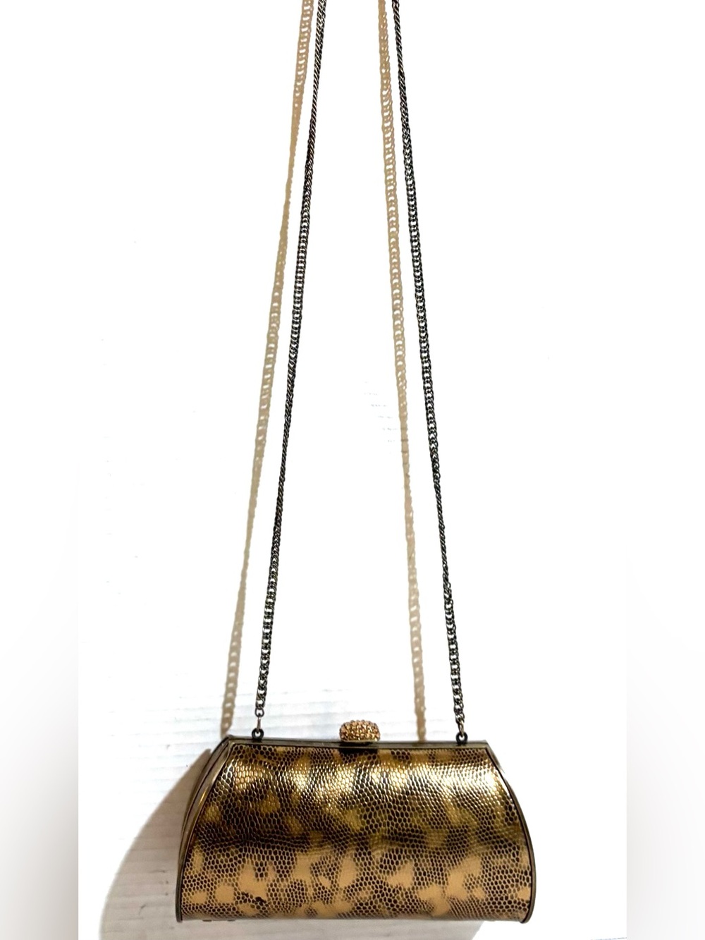 Vintage Gold Snake-Texture Evening Shoulder Bag